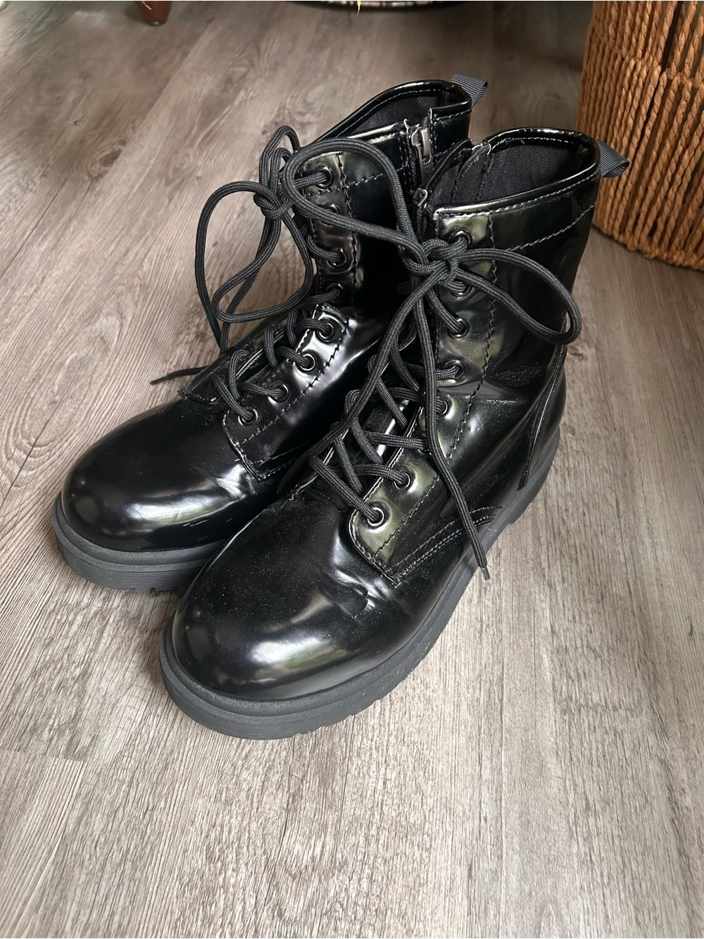 Mossimo Supply Co. Black Patent Combat Boots
